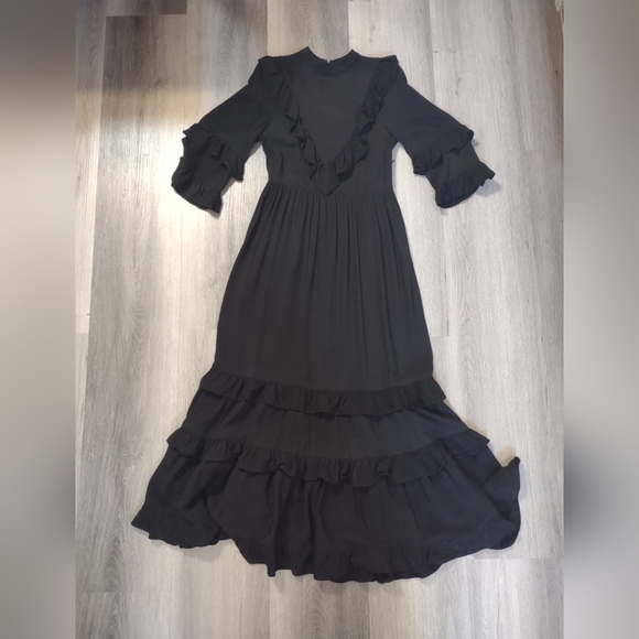 Christy Dawn Bijou Black Imperfect Maxi Ruffle Dress Sz XS - Picture 3 of 14